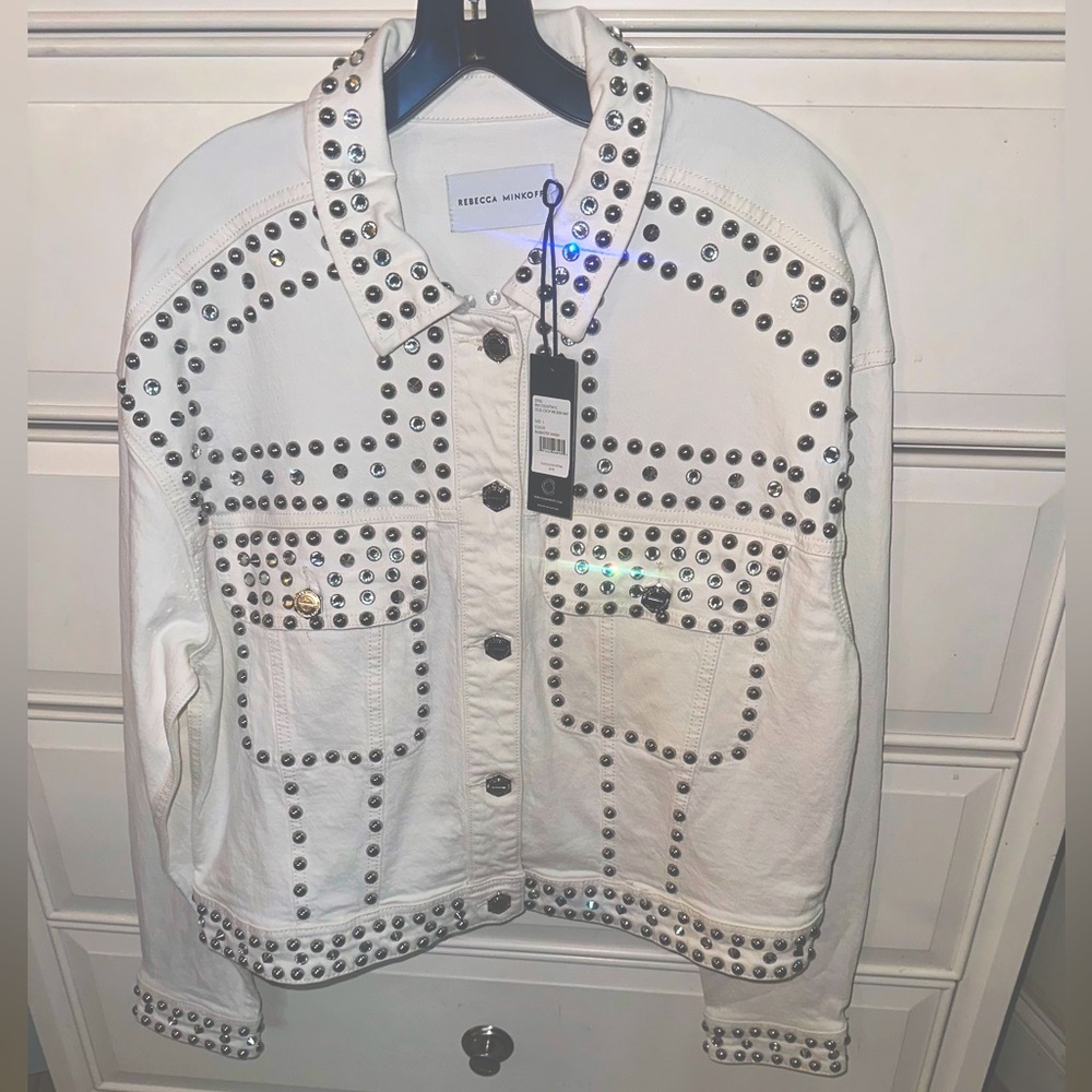 Rebecca Minkoff White Denim Jacket Large, new with price tag $428.00..